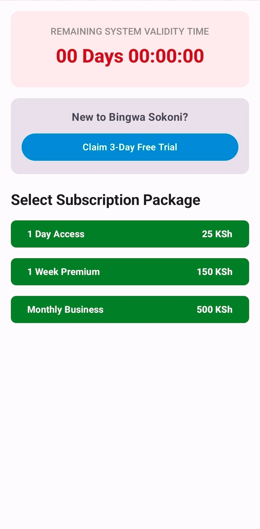 Bingwa Sokoni Free Trial Activation